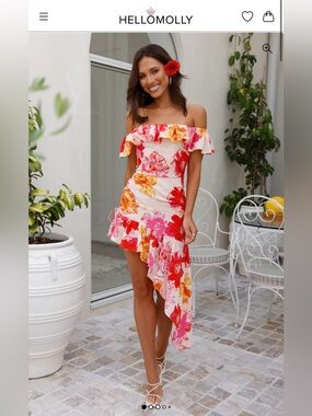 Hello Molly Tropical off the shoulder dress